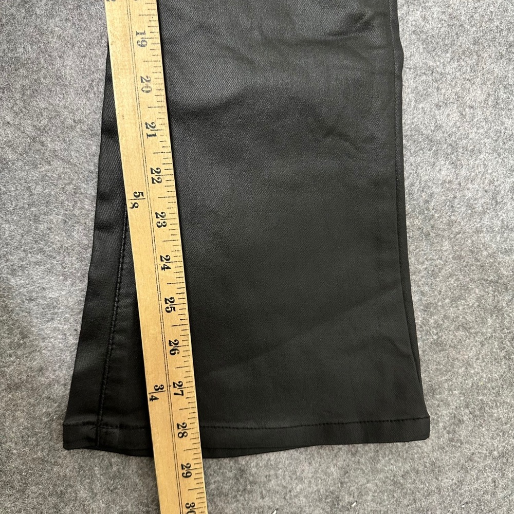Edikted Flare Pants Womens Small Black Faux Leather Coated High Waist Y2K Retro - Picture 6 of 9